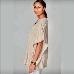 J. Jill Khaki Linen Fringe Hem Pullover Tunic